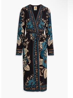 FARM RIO Floral-print crepe midi wrap dress